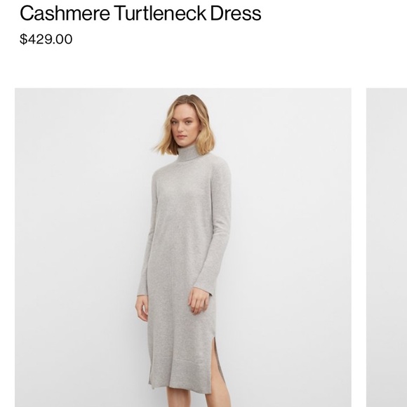 Yet Again Grey Wool Spandex Blend Long Turtleneck Sweater Dress Medium - Picture 13 of 13